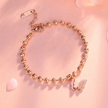 Luxury 18K Gilded Titanium Steel Butterfly Pendant Bracelet for Women 2020 Fashion New Popular Bead Chain Bracelet Jewelry Gift
Luxury 18K Gilded Titanium Steel Butterfly Pendant Bracelet for Women 2020 Fashion New Popular Bead Chain Bracelet Jewelry Gift