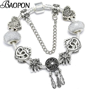 BAOPON Dropshipping European Style Fashion Brand Bracelets DIY Crystal Silver Feather Beads Charm Bracelets For Women Jewelry
BAOPON Dropshipping European Style Fashion Brand Bracelets DIY Crystal Silver Feather Beads Charm Bracelets For Women Jewelry