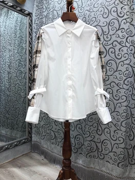 2020 Early Autumn New Women's Lapel Sleeves Plaid Lace-up Decorative Long Sleeve All-match Shirt 805
2020 Early Autumn New Women's Lapel Sleeves Plaid Lace-up Decorative Long Sleeve All-match Shirt 805