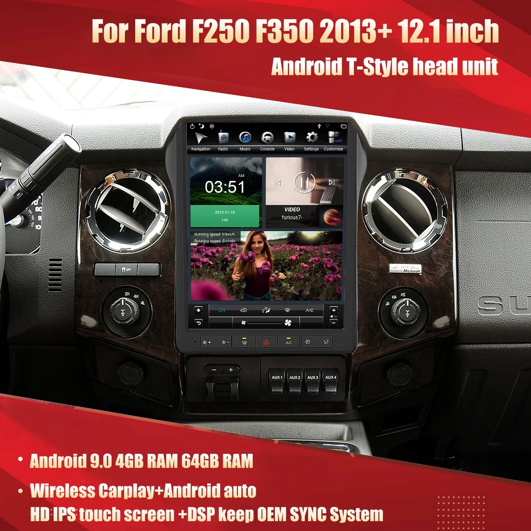 Головное устройство для FORD F250 F350 2013 + android T-style 12 1 дюймов HD IPS сенсорный экран