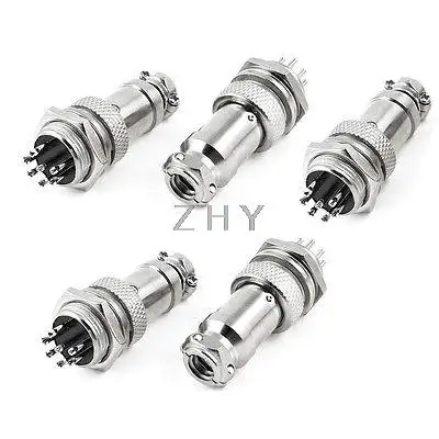 

250V 4A 16mm 7 Pins Panel Power Chassis Aviation Connector Plug 5pcs