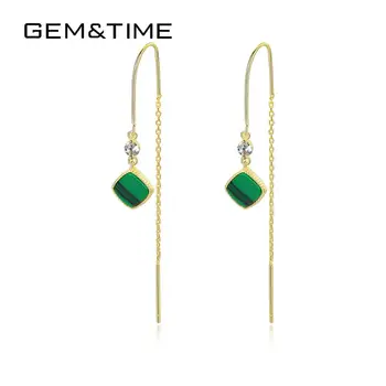 Gem&Time Genuine 925 Sterling Silver Tassle Drop Earrings For Women Natural Malachite Long Chain Square Earrings Bijoux Jewelry
Gem&Time Genuine 925 Sterling Silver Tassle Drop Earrings For Women Natural Malachite Long Chain Square Earrings Bijoux Jewelry