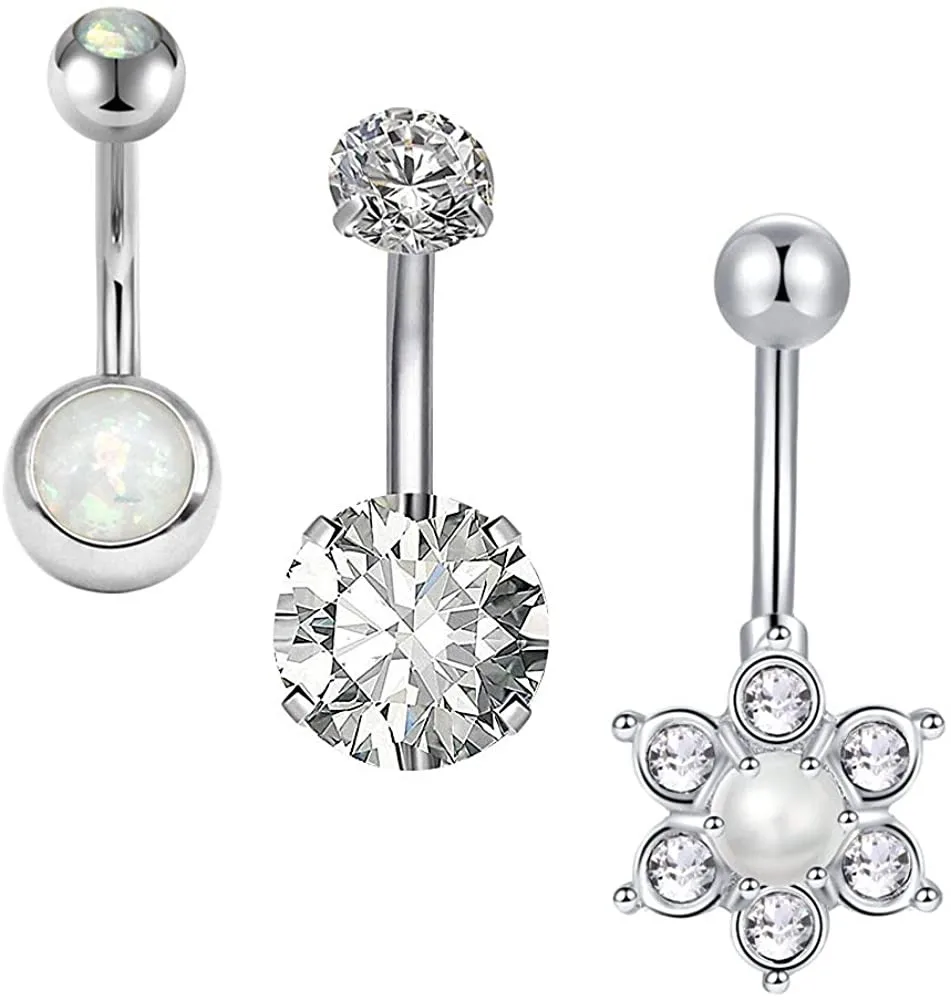 3 PCS Belly Button Rings Cubic Zirconia Navel Rings Body Piercing Jewelry Delicate and Shiny
3 PCS Belly Button Rings Cubic Zirconia Navel Rings Body Piercing Jewelry Delicate and Shiny