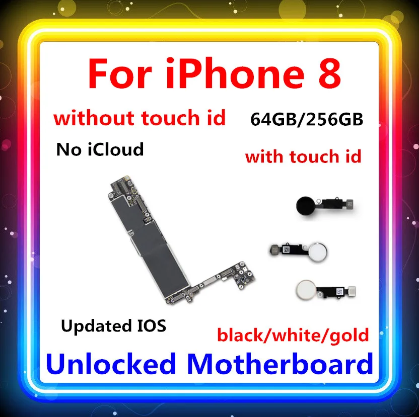 

For iPhone 8 Factory Unlocked Motherboard Tested Good Working Original for iPhone 8 mainboard With/withtout Touch ID 64gb/256gb