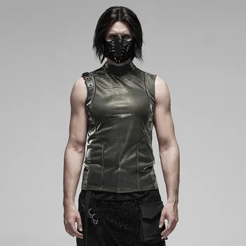 PUNKRAVE Men's Punk Style Futuristic Sleeveless Slim Fit T-shirt Stretch Fabric Stand Collar Imitation Leather Vest
PUNKRAVE Men's Punk Style Futuristic Sleeveless Slim Fit T-shirt Stretch Fabric Stand Collar Imitation Leather Vest