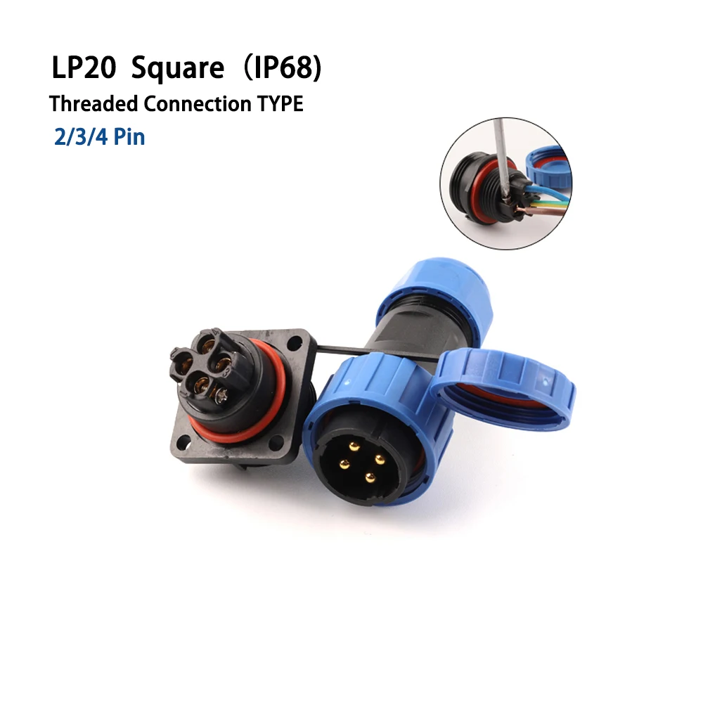 LP20 SP20 square waterproof connector Screw crimp No welding Wire cable connector 2 3 4 Pin Male and Female plug & socket
LP20 SP20 square waterproof connector Screw crimp No welding Wire cable connector 2 3 4 Pin Male and Female plug & socket