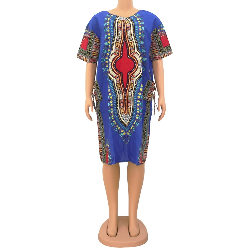 African Dresses for Women 100% Cotton Dashiki Pockets Blue Print Short Sleeve Knee-Length Summer Dress
African Dresses for Women 100% Cotton Dashiki Pockets Blue Print Short Sleeve Knee-Length Summer Dress