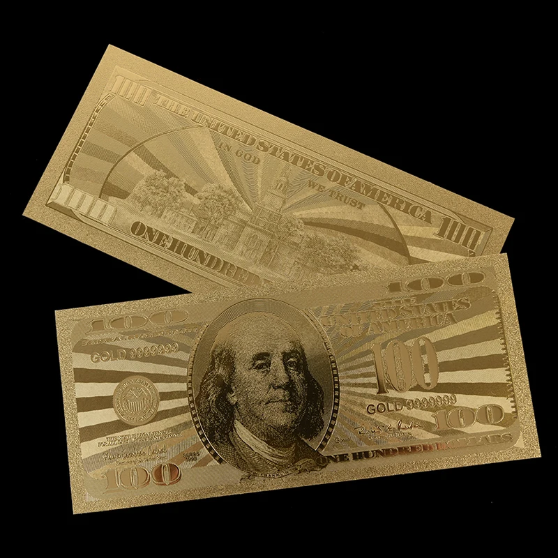 Description Picture 6 of item10Pcs/Lot Commemorative Gold Banknotes 100 Dollar USA Currency Bill Fake Paper Money Coin Medal 24k United States OF America