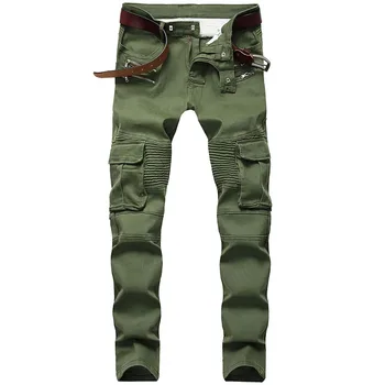 KIOVNO Men's Biker Pleated Jeans Pants Side Pockets Motorcycle Denim Trousers Black Army Green
KIOVNO Men's Biker Pleated Jeans Pants Side Pockets Motorcycle Denim Trousers Black Army Green
