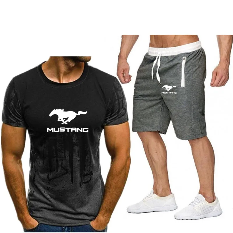 2021 summer men's two-piece suit, casual sportswear, printed T-shirt and shorts, fitness quick drying sports suit 2021 summer men's two-piece suit, casual sportswear, printed T-shirt and shorts, fitness quick drying sports suit