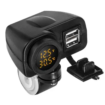 DC12V-24V Motorcycle Motorbike Dual USB2.0 Charger DC 5V 4.2A LED Digital Voltage Display Thermometer Motorcycle Accessories
DC12V-24V Motorcycle Motorbike Dual USB2.0 Charger DC 5V 4.2A LED Digital Voltage Display Thermometer Motorcycle Accessories