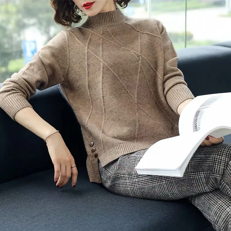 

2022 New Women Pullover Sweater Autumn Winter Warm Jumper Ladies Long Sleeve Knitted Soft Female Sweater Loose Pull Femme P212
