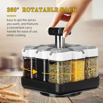 New Rotating Spice Storage Rack Stand Holder + 8 Bottles Kitchen Seasoning Organizer Shelf Condiment Spice Jars Set Kitchen Tool
New Rotating Spice Storage Rack Stand Holder + 8 Bottles Kitchen Seasoning Organizer Shelf Condiment Spice Jars Set Kitchen Tool