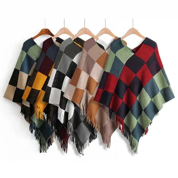 Fashion Women Color Block V Neck Plaid Knit Sweater Wrap Shawl with Tassels Cover Up Swing Woman Autumn Winter Jumpers #3 
Fashion Women Color Block V Neck Plaid Knit Sweater Wrap Shawl with Tassels Cover Up Swing Woman Autumn Winter Jumpers #3