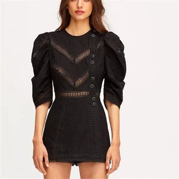 CBAFU white/black summer jumpsuit puff sleeve single breasted hollow out lace rompers designer brand playsuits high quality F128
CBAFU white/black summer jumpsuit puff sleeve single breasted hollow out lace rompers designer brand playsuits high quality F128