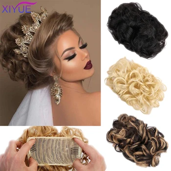 Short Curly Chignon Women's Synthetic Hair Bun Black Brown Hair Extension With Chignon Elactic Rubber Band Combs in Hairpiece 
Short Curly Chignon Women's Synthetic Hair Bun Black Brown Hair Extension With Chignon Elactic Rubber Band Combs in Hairpiece