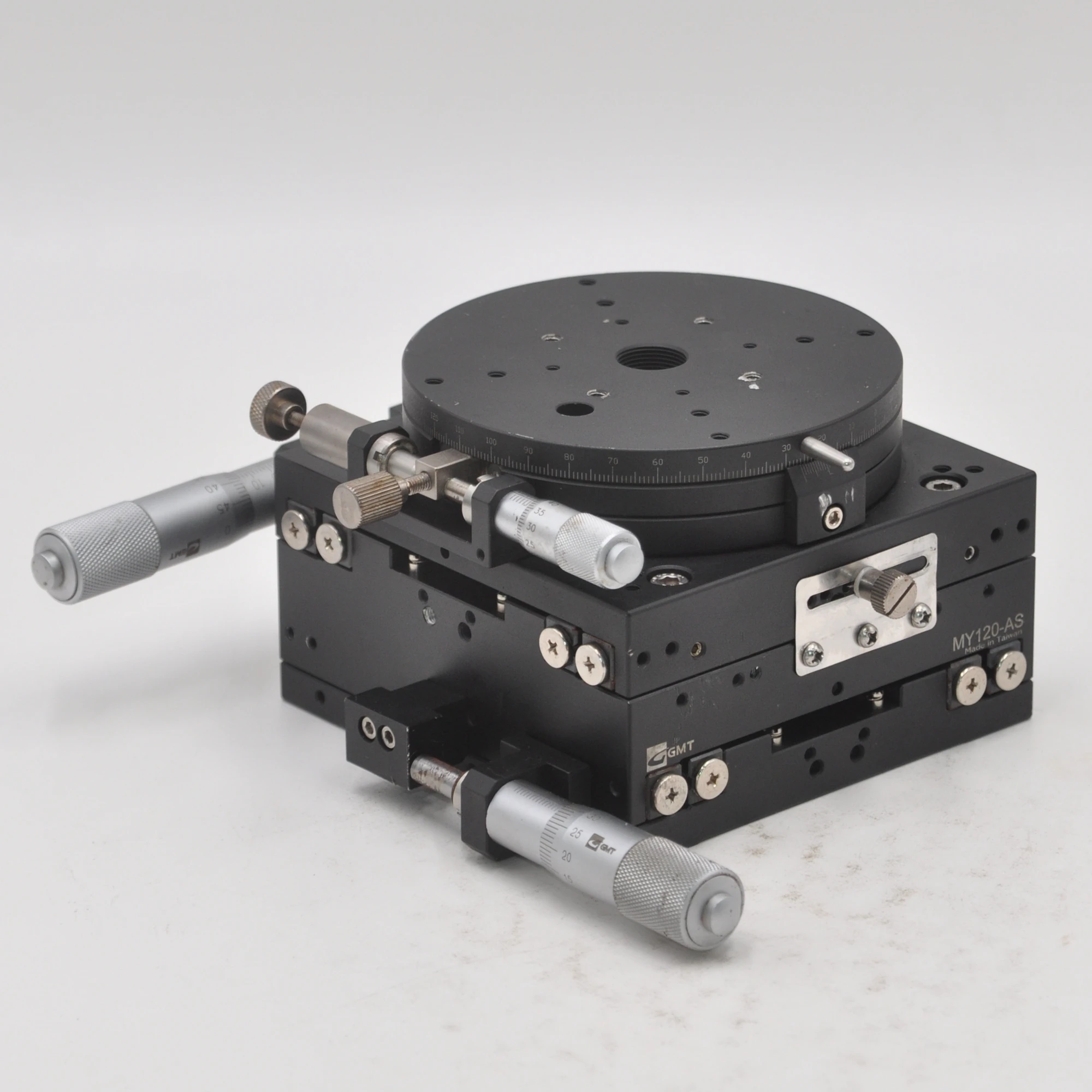 Taiwan GMT MY120-AS MR110-AL 3D XYR axis manual cross slide cross roller displacement rotary platform
Taiwan GMT MY120-AS MR110-AL 3D XYR axis manual cross slide cross roller displacement rotary platform
