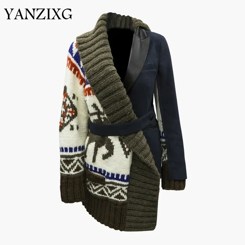 2019 New Autumn Winter Lapel Long Sleeve Dark Blue Hit Color Pattern Printed Knitting Irregular Jacket Cwomen Z495
2019 New Autumn Winter Lapel Long Sleeve Dark Blue Hit Color Pattern Printed Knitting Irregular Jacket Cwomen Z495