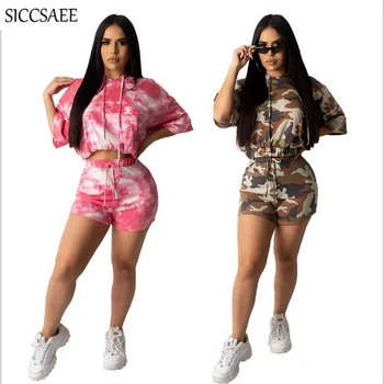 2020 Summer Camouflage Printed Two Piece Set Batwing Sleeve Hoodies Cropped Crop Top And Shorts Sets For Women Loose Sweat Suit
2020 Summer Camouflage Printed Two Piece Set Batwing Sleeve Hoodies Cropped Crop Top And Shorts Sets For Women Loose Sweat Suit