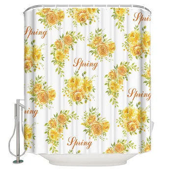 Spring Yellow Flower Bloom Bathroom Accessories Waterproof Bathroom Shower Curtain With Hook Accessory 
Spring Yellow Flower Bloom Bathroom Accessories Waterproof Bathroom Shower Curtain With Hook Accessory