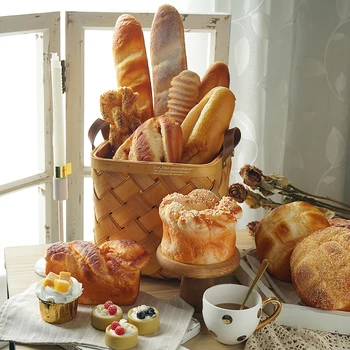 Baking shop window display simulation bread baguette bag model house kitchen soft food photography props
Baking shop window display simulation bread baguette bag model house kitchen soft food photography props