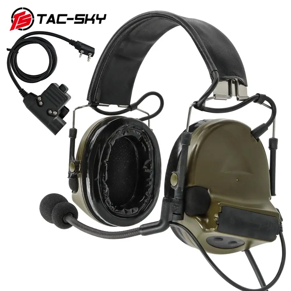 

TAC-SKY COMTAC II silicone earmuffs outdoor hunting sports noise reduction pickups tactical headphonesFG + U94 Kenwood plug PTT