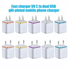 Portable 5V 2.1A Dual USB Ports Color Edge Quick Charging Wall Charger Electroplating Phone Power Adapter Travel Charging Head
Portable 5V 2.1A Dual USB Ports Color Edge Quick Charging Wall Charger Electroplating Phone Power Adapter Travel Charging Head