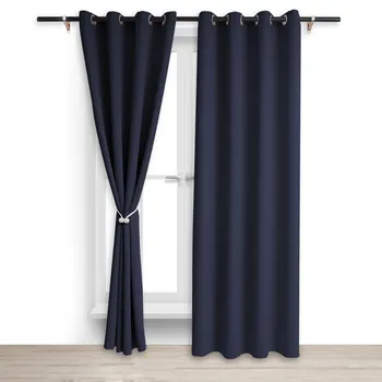 

NICEEC Grommet Blackout Curtains for Bedroom Thermal Insulated Window Curtain Room Darkening Drapes 2 Panels Set with Tiebacks