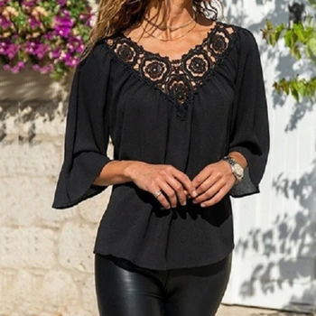 Women White Blouse Celmia Summer V neck Lace Shirts 3/4 Sleeve Sexy Hollow Out Tunic Tops Casual Loose Solid Office Blusas S-2XL
Women White Blouse Celmia Summer V neck Lace Shirts 3/4 Sleeve Sexy Hollow Out Tunic Tops Casual Loose Solid Office Blusas S-2XL