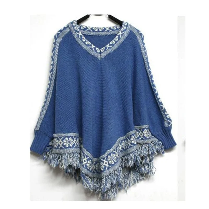 Cape Sweater 2022 Fall/Winter Women's Bat Sleeve Loose Pullover Fringed Hem Cloak Casual Top Women's Knitted Sweater Cloak Women
Cape Sweater 2022 Fall/Winter Women's Bat Sleeve Loose Pullover Fringed Hem Cloak Casual Top Women's Knitted Sweater Cloak Women
