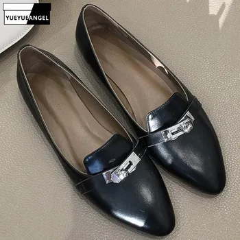 Ladies Pointed Top Flat Shoes Spring 2019 New Genuine Cow Leather Shoes Luxury Designer Comfortable Loafers Female Footwear 
Ladies Pointed Top Flat Shoes Spring 2019 New Genuine Cow Leather Shoes Luxury Designer Comfortable Loafers Female Footwear