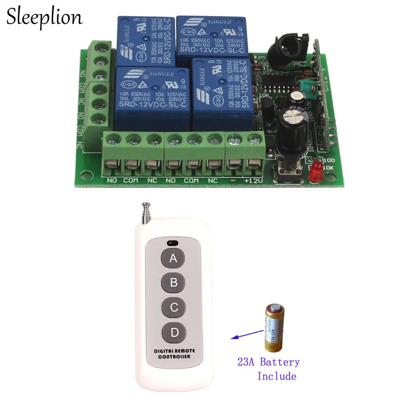 Sleeplion 100M 12V 4Channel Wireless Smart Remote Control Switch Digital Smart Remote Relay Switch 12V 4 Ch Relays Module
Sleeplion 100M 12V 4Channel Wireless Smart Remote Control Switch Digital Smart Remote Relay Switch 12V 4 Ch Relays Module