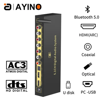 5.1CH Audio Converter Decoder Bluethooth 5.0 ATOMS DAC Converter HDMI ARC SPDIF Coaxial to RCA DTSHD AC3 FLAC APE 4K*2K 192khz
5.1CH Audio Converter Decoder Bluethooth 5.0 ATOMS DAC Converter HDMI ARC SPDIF Coaxial to RCA DTSHD AC3 FLAC APE 4K*2K 192khz
