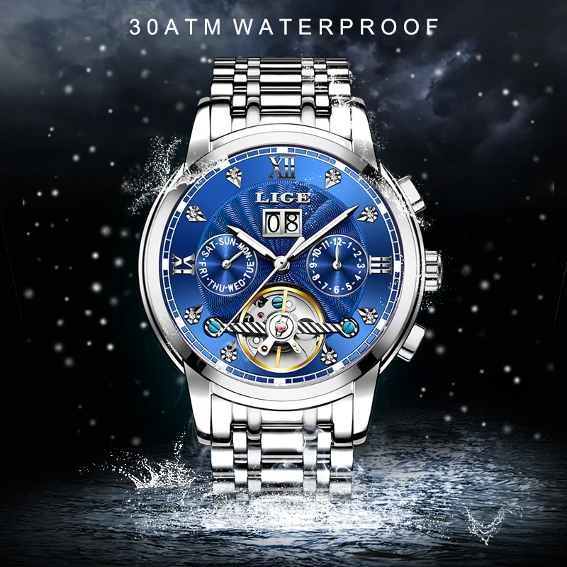 LIGE Men Watch Mechanical Tourbillon Luxury Fashion Brand Stainless Steel Sports Watches Mens Automatic Watch Relogio Masculino 
LIGE Men Watch Mechanical Tourbillon Luxury Fashion Brand Stainless Steel Sports Watches Mens Automatic Watch Relogio Masculino