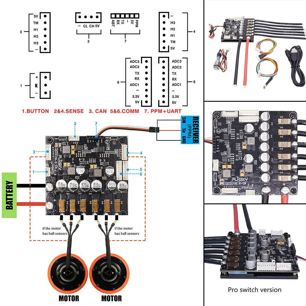 Dual Drive V6 Integrated Version Electric Skateboards DC, BLDC, FOC (sinusoidal) ABI, HALL, AS5047 Accessories
Dual Drive V6 Integrated Version Electric Skateboards DC, BLDC, FOC (sinusoidal) ABI, HALL, AS5047 Accessories