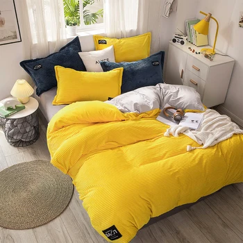 Warm Bedding Set include Duvet Cover set&Flat Sheet&Pillowshams/Cushion Cover Reversible Microfiber Solid Color Striped Flannel
Warm Bedding Set include Duvet Cover set&Flat Sheet&Pillowshams/Cushion Cover Reversible Microfiber Solid Color Striped Flannel