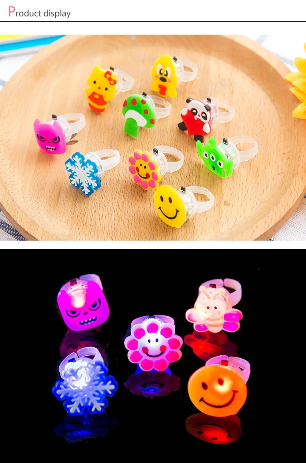 5pc/set Luminous Rings Stars Shine In The Dark Children's Toys Flash LED Cartoon Lights Glow In The Dark Toys for Kids Toys E