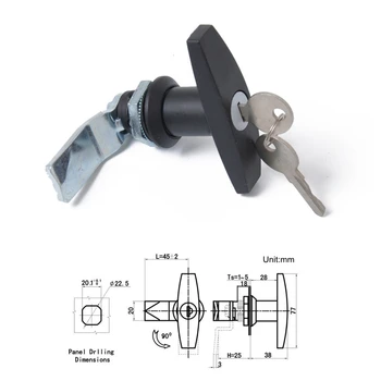 

Rear Fixing T Handle Lock Tool Box Garage Door Lock With Keys T-Shape Lock Zinc Alloy For Trailer Caravan Canopy