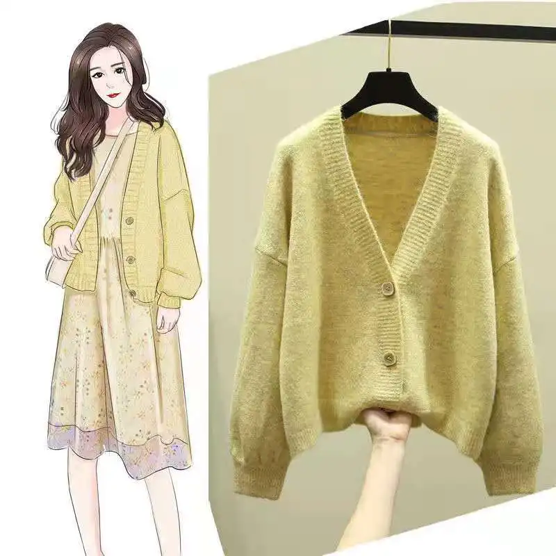 Korean Fashion Female Lantern Sleeve V-neck Cardigan Sweater 2021 Lady Loose Spring Short Knitted Jacket Cardigan Women
Korean Fashion Female Lantern Sleeve V-neck Cardigan Sweater 2021 Lady Loose Spring Short Knitted Jacket Cardigan Women