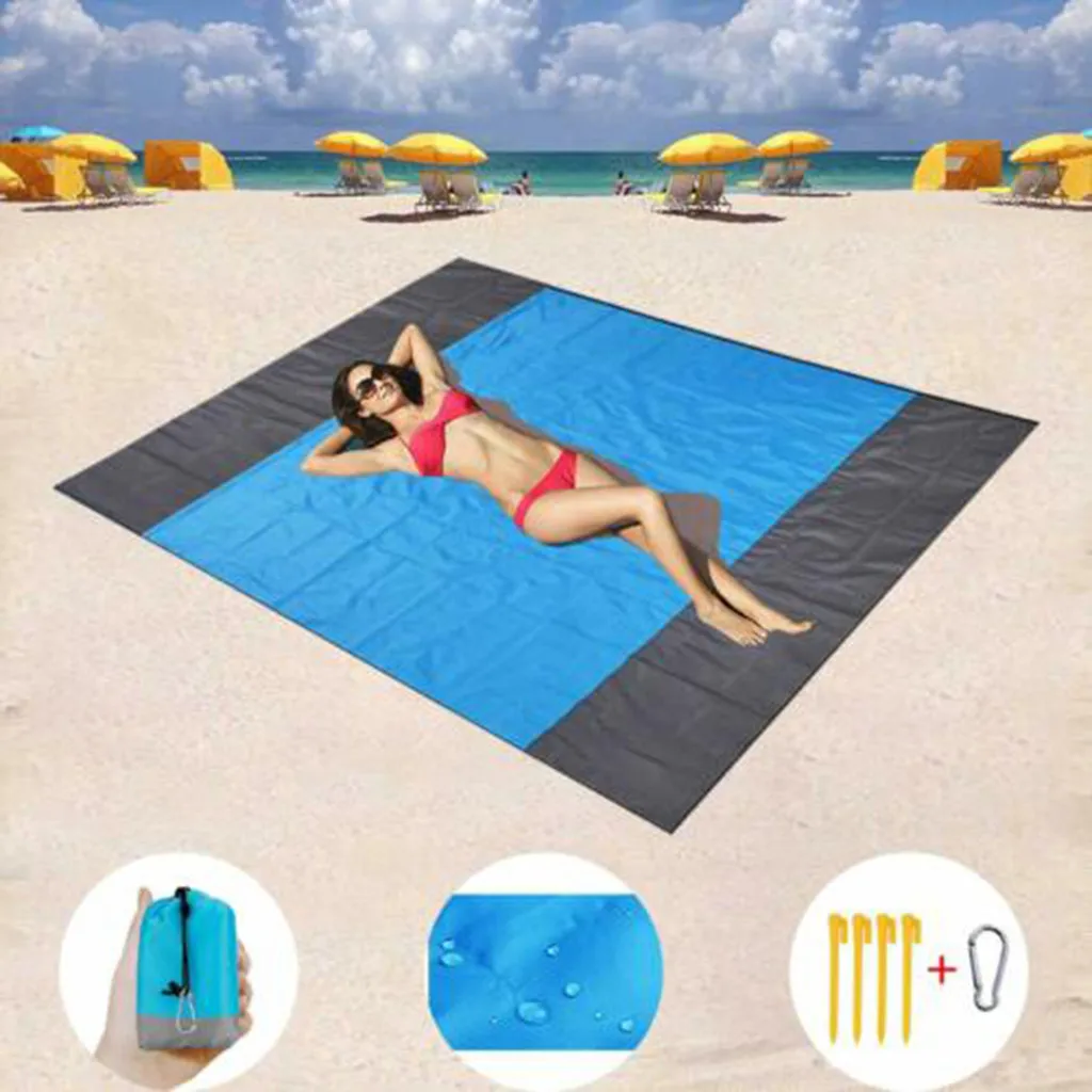 200x210 см карман для пикника Водонепроницаемый пляжный коврик песок Бесплатная