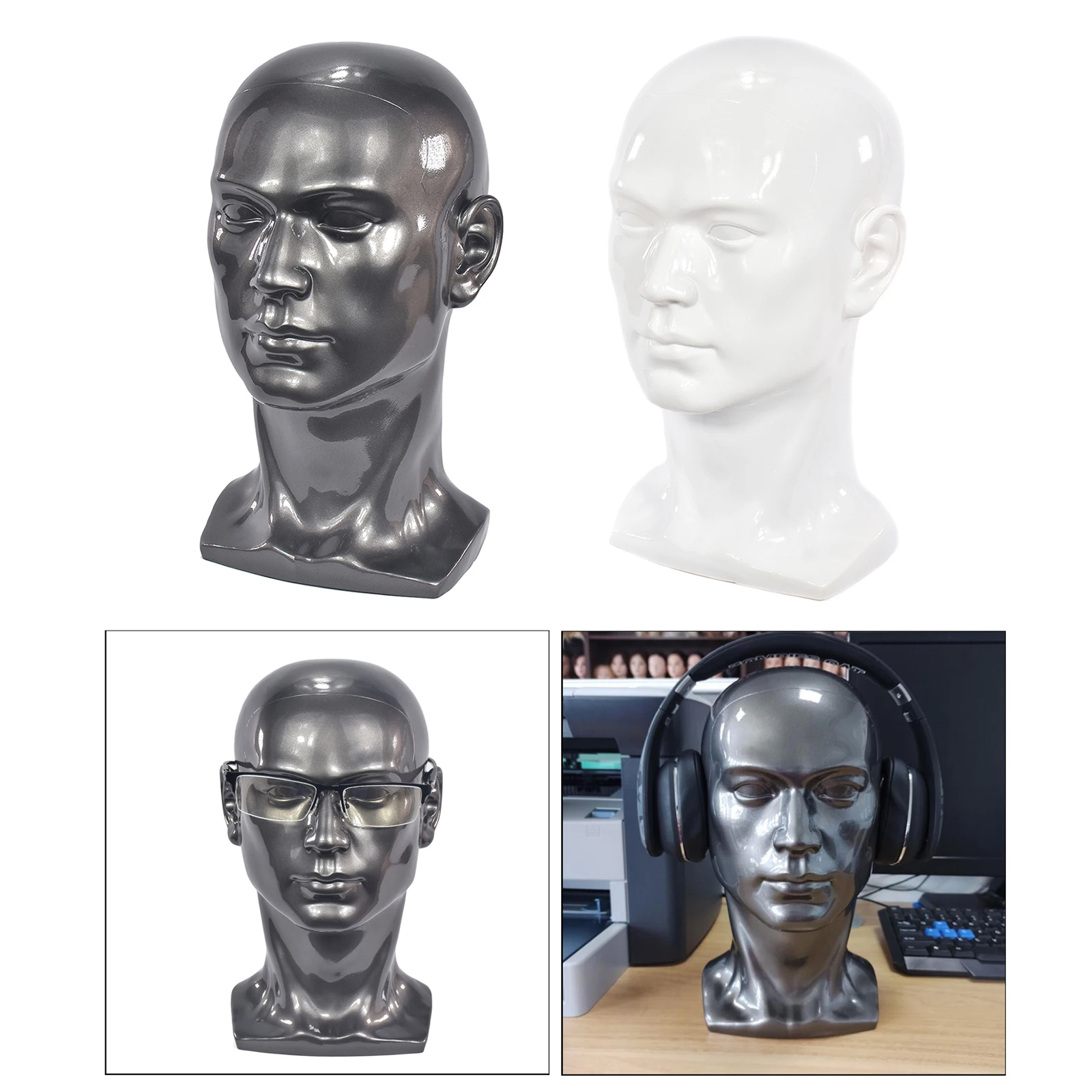 PVC Male Mannequin Head Realistic Man Dummy Wig Mannequin for Hat Sunglass Headset Display Stand Manikin Head Model PVC Male Mannequin Head Realistic Man Dummy Wig Mannequin for Hat Sunglass Headset Display Stand Manikin Head Model