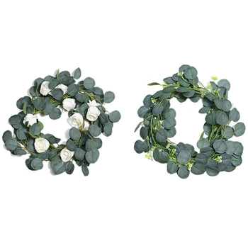 2Pcs 2M Silk Vines Artificial Eucalyptus Garland Garland Rattan Fake Greenery Office Home Decor - Green & Green-White
2Pcs 2M Silk Vines Artificial Eucalyptus Garland Garland Rattan Fake Greenery Office Home Decor - Green & Green-White
