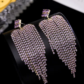 Long tassel big earrings for women 2020 trend fashion jewelry purple zircon S925 pin aesthetic pendant korean dangle earrings
Long tassel big earrings for women 2020 trend fashion jewelry purple zircon S925 pin aesthetic pendant korean dangle earrings