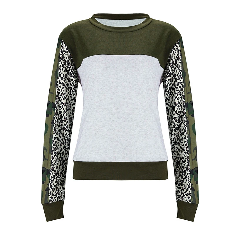 Spring Femme Patchwork Loose Long Sleeve Pullover Women Camouflage Leopard Pullover Lady Autumn Crew Neck Army Green Jumper Tops
Spring Femme Patchwork Loose Long Sleeve Pullover Women Camouflage Leopard Pullover Lady Autumn Crew Neck Army Green Jumper Tops