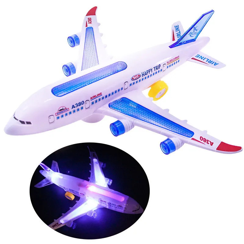 

A380 Electric Kids Aircraft Led Lights Music Airplane Toy for Children DIY Assembled Plane Model Electric Toy Boys Birthday Gift