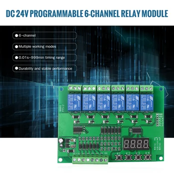 24V Programmable 6-Channel Relay Module Timing Cycle Delay Relay Module Control Switch with 0.01s-999min Timing
24V Programmable 6-Channel Relay Module Timing Cycle Delay Relay Module Control Switch with 0.01s-999min Timing