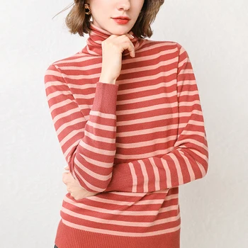 Autumn Winter Striped Turtleneck Sweater Korean Long Sleeve Casual Women Basic Pullover Knit Sweater Jumper Female
Autumn Winter Striped Turtleneck Sweater Korean Long Sleeve Casual Women Basic Pullover Knit Sweater Jumper Female