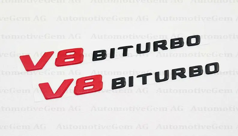 V8 BITURBO КРЫЛО боковой подходит к эмблеме AMG красный черный логотип значок для Mercedes