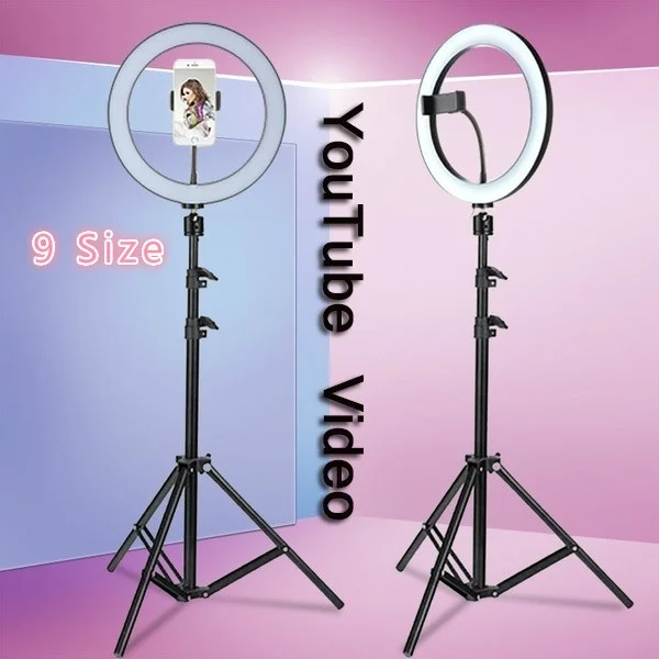 Youtube LED Selfie Three-speed Cold Warm Stepless Lighting Dimmable LED Ring Light Video Lamp With 50/160cm Tripod Ring Light
Youtube LED Selfie Three-speed Cold Warm Stepless Lighting Dimmable LED Ring Light Video Lamp With 50/160cm Tripod Ring Light