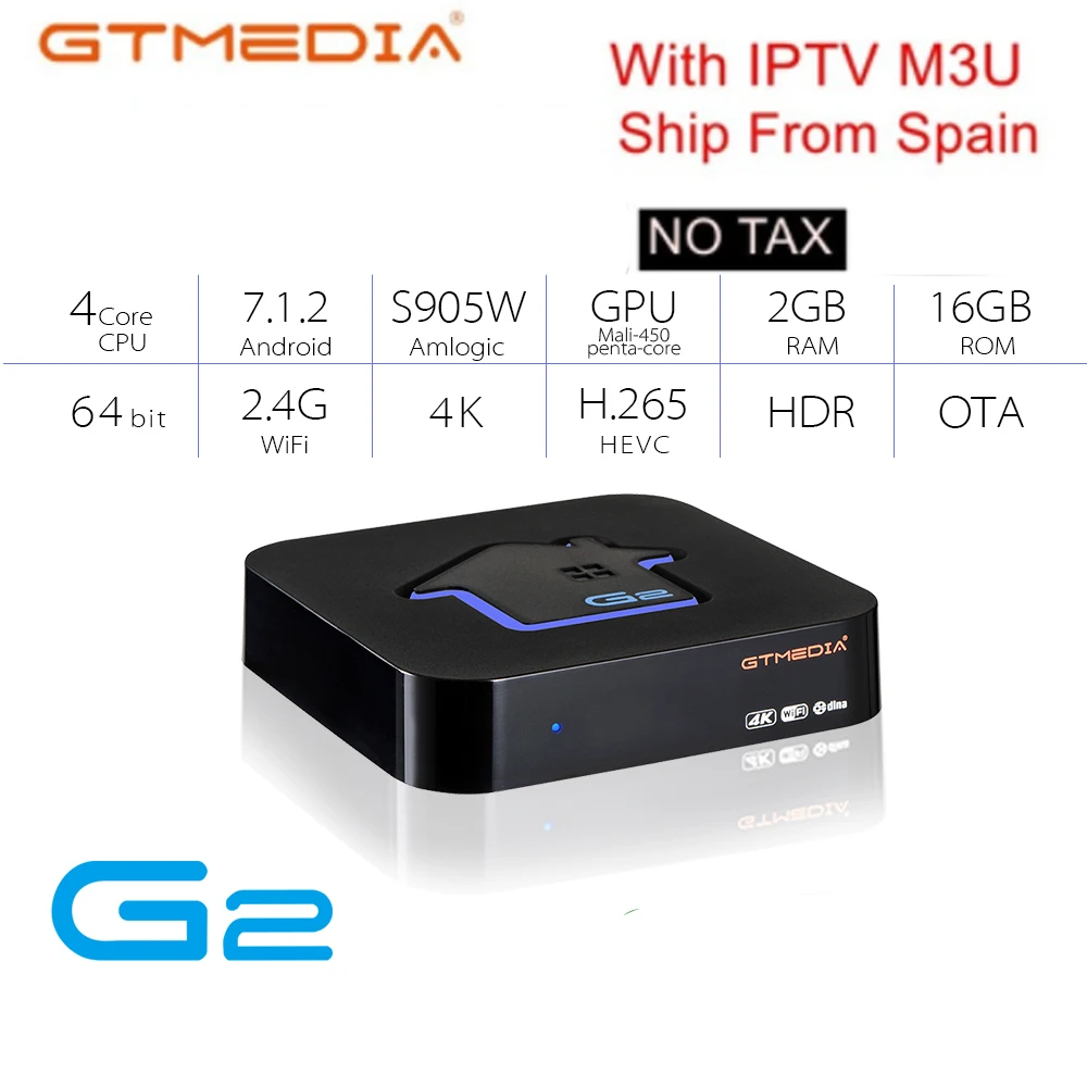 GTMEDIA G2 S905W Android 7.1 Smart Tv Box Media Player 2G RAM 16G ROM Italy Germany FR Built-in Wifi 4K 2K HD 2.4G Wifi Set Top
GTMEDIA G2 S905W Android 7.1 Smart Tv Box Media Player 2G RAM 16G ROM Italy Germany FR Built-in Wifi 4K 2K HD 2.4G Wifi Set Top